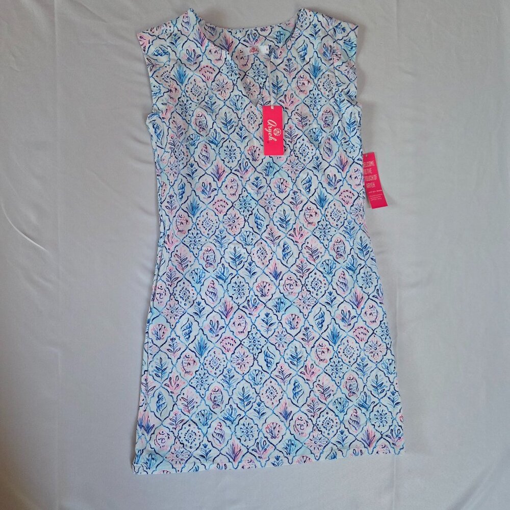 NWT Aryeh Mediterranean Tile Print Shift Dress - UPF 50+ - Size M